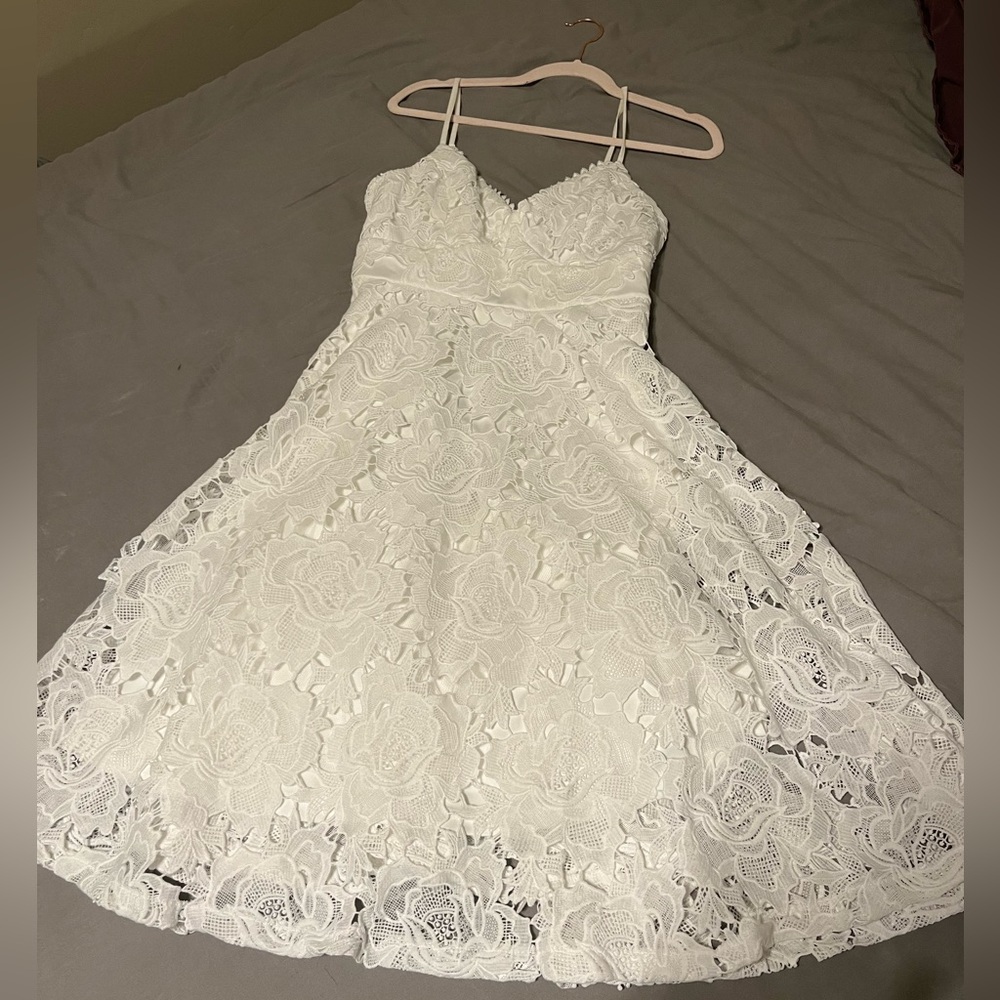 Lulus white mid length lace dress